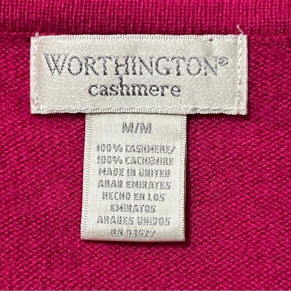 Worthington 100% Cashmere Sweater Size M Magenta Quiet Luxury Capsule Wardrobe - Picture 5 of 5